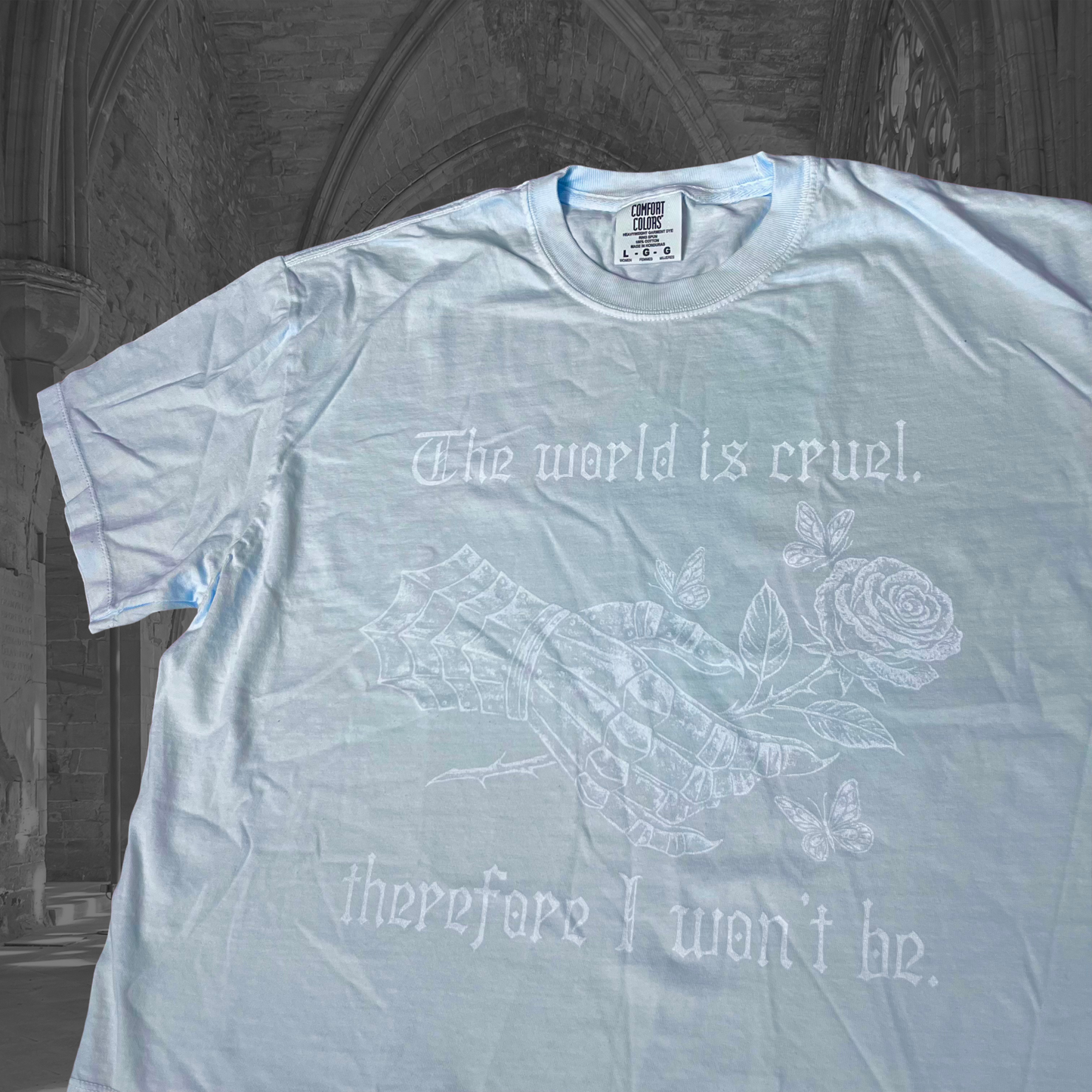 Oopsie Cruel World Light Blue White Print Crop