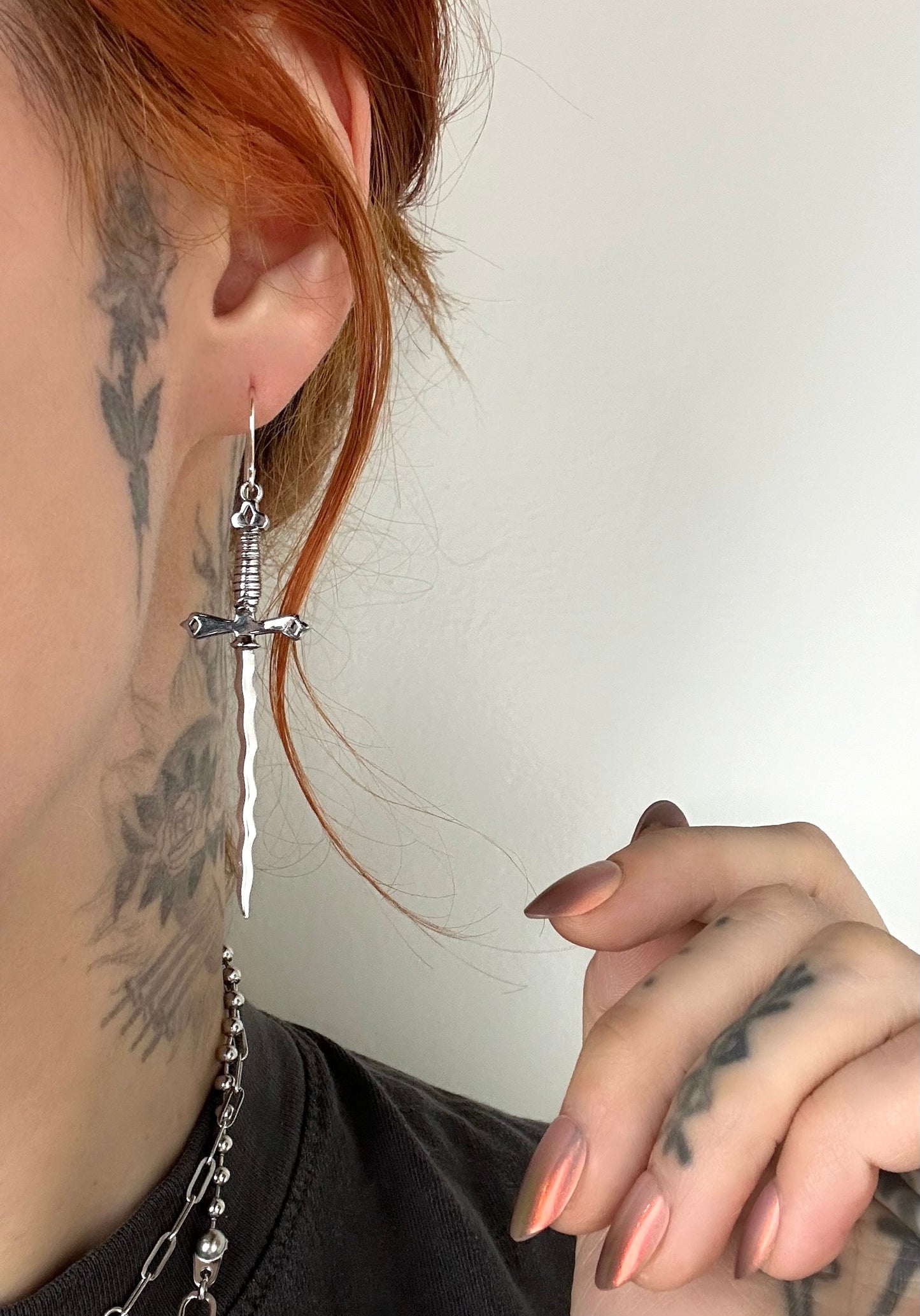 Wavy Sword Earrings - Casted Jewelry - While Odin Sleeps