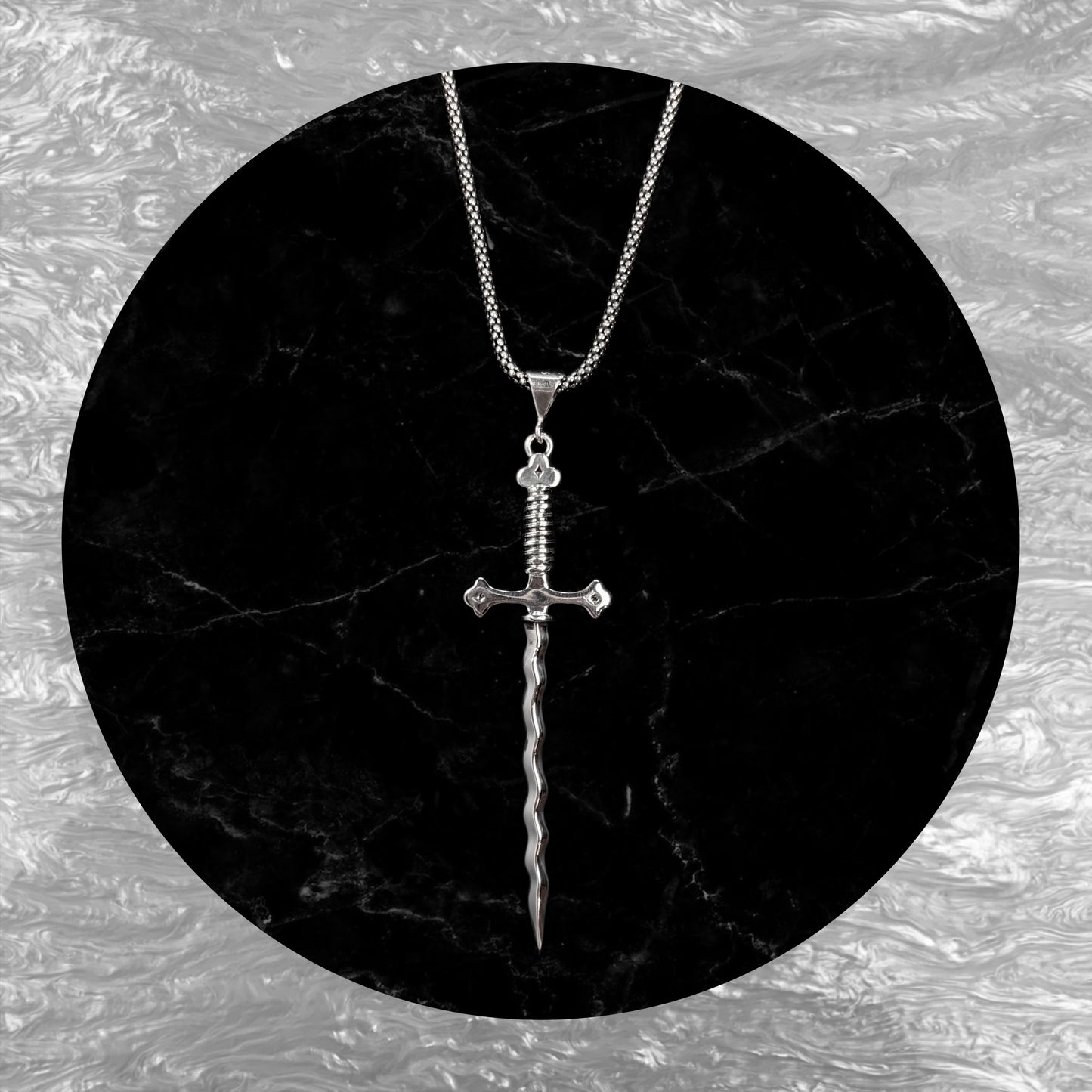 Silver Wavy Sword Necklace