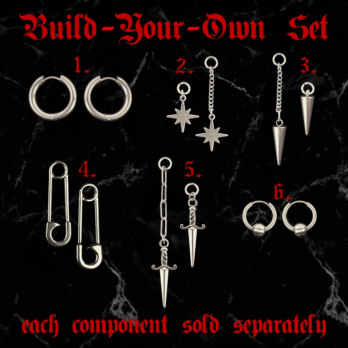 Build-Your-Own Hoops (Steel) - Misc Earrings - While Odin Sleeps