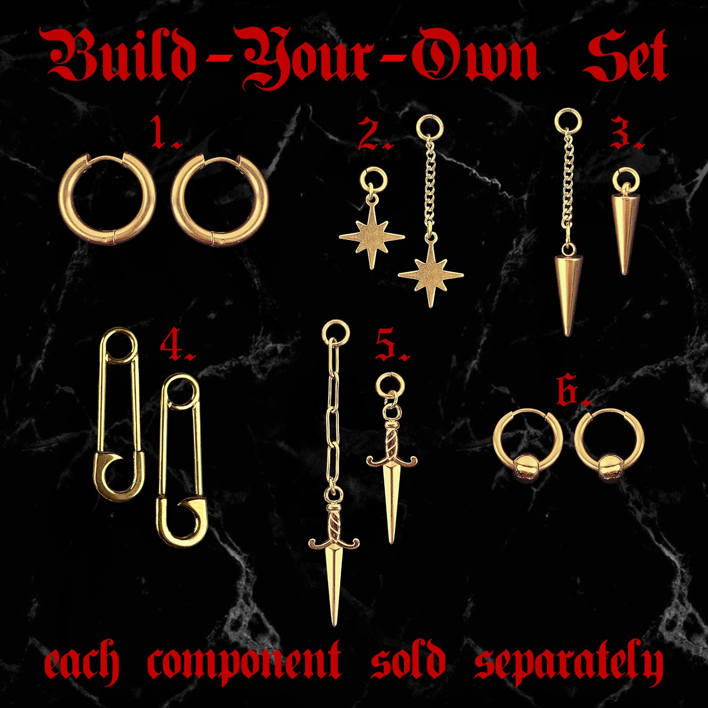 Build-Your-Own Hoops (Gold Plated) - Misc Earrings - While Odin Sleeps