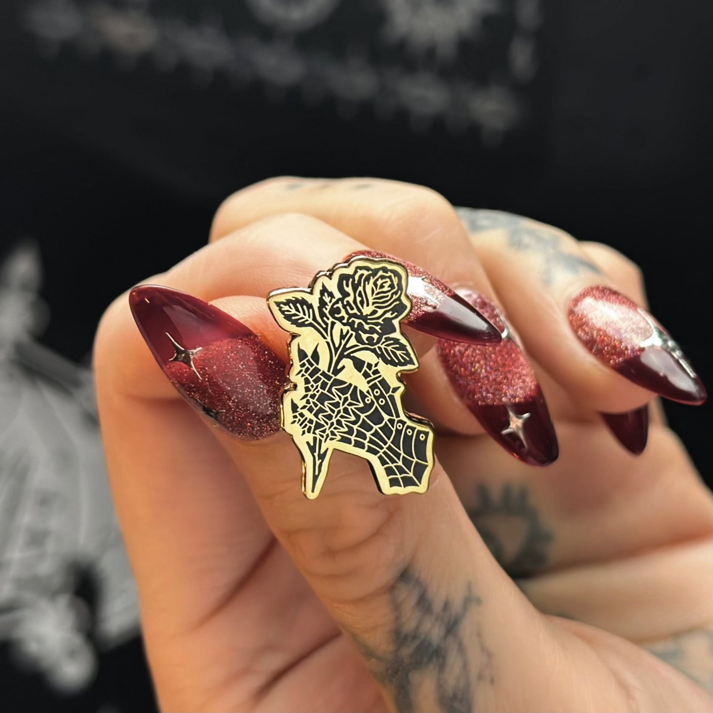 Gauntlet Rose Enamel Pin