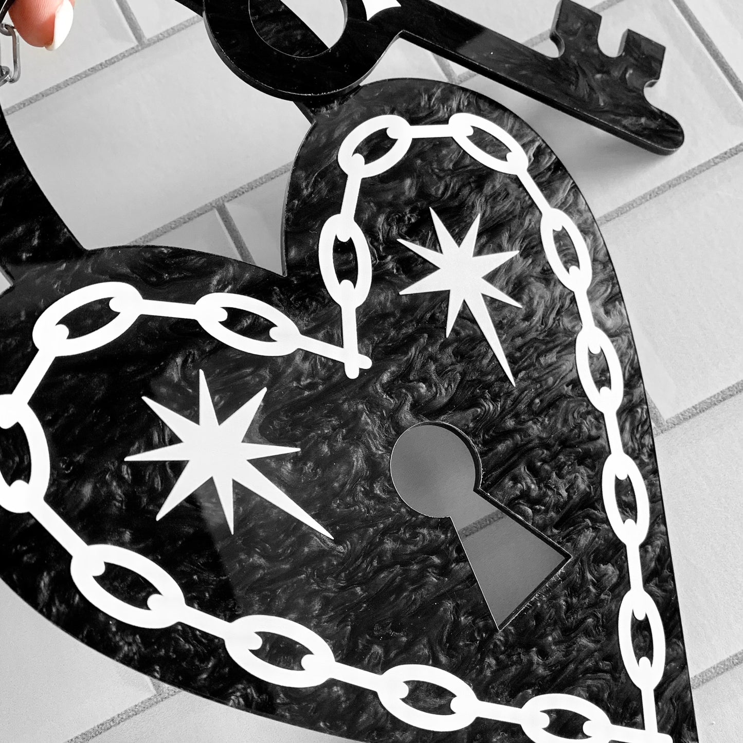 Heart Lock and Key Lucite Wall Adornment - While Odin Sleeps