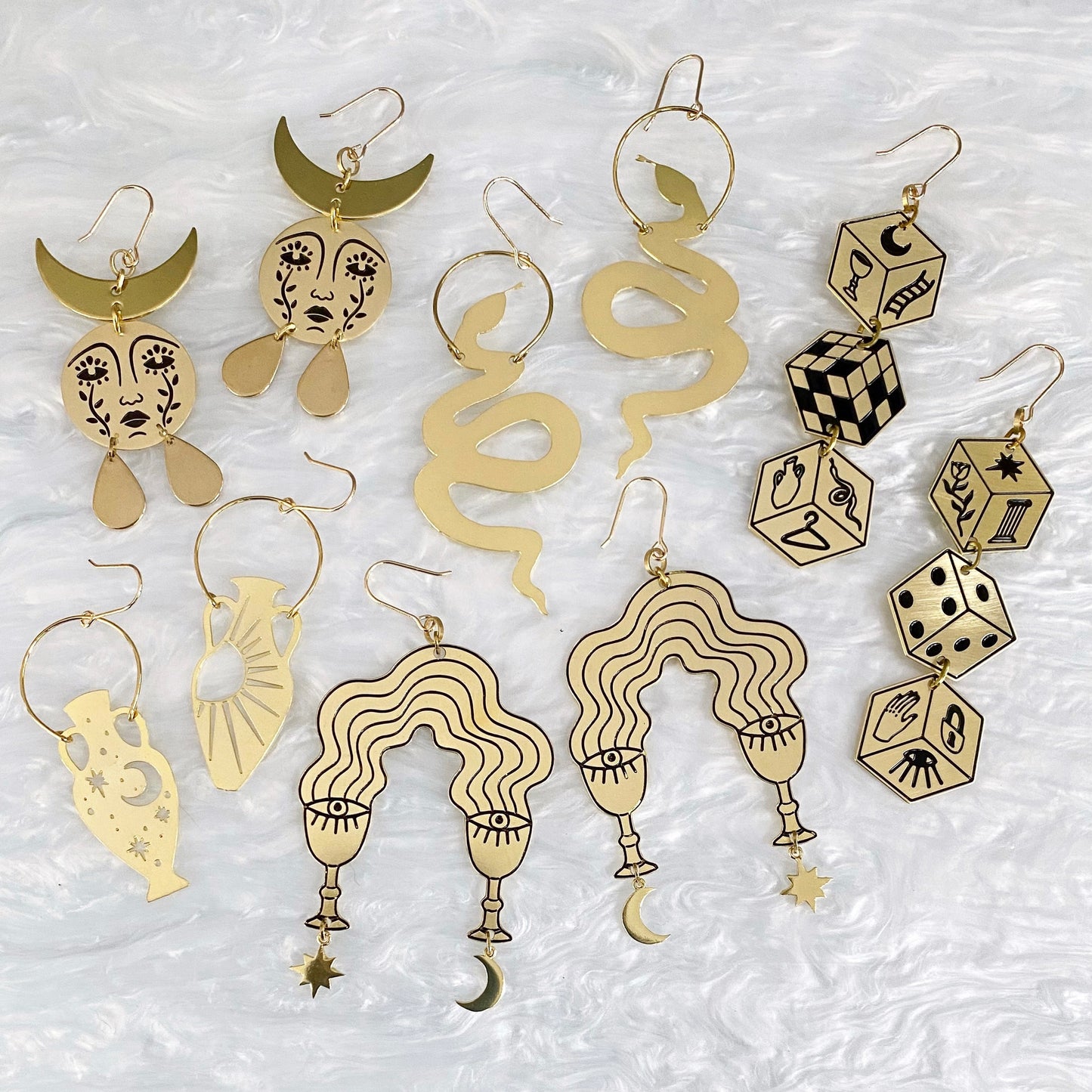 Horned Mother Moon Earrings - Earrings (2D) - While Odin Sleeps