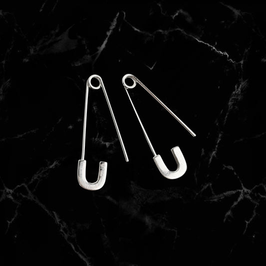 Sterling Silver Safety Pin Earrings - Flawed Sale - While Odin Sleeps