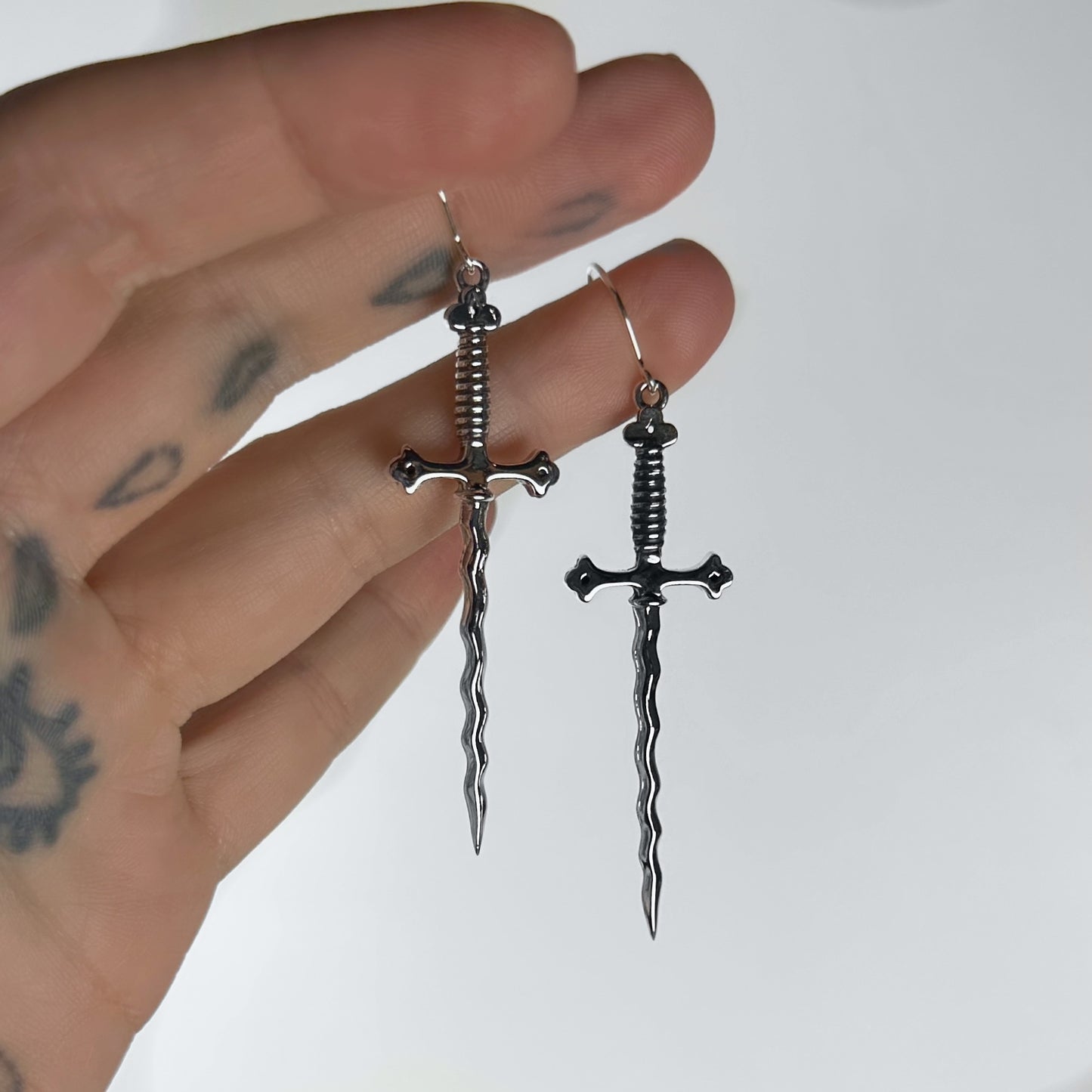 Wavy Sword Earrings - Casted Jewelry - While Odin Sleeps
