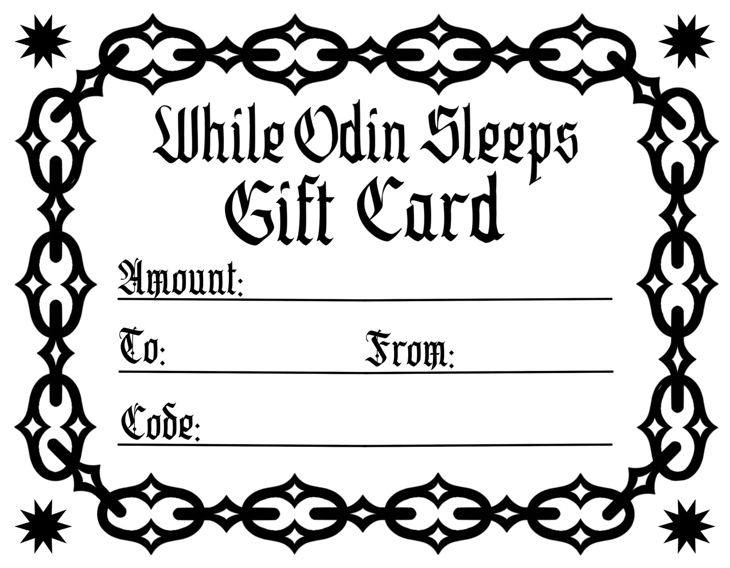 Gift Card - Gift Cards - While Odin Sleeps