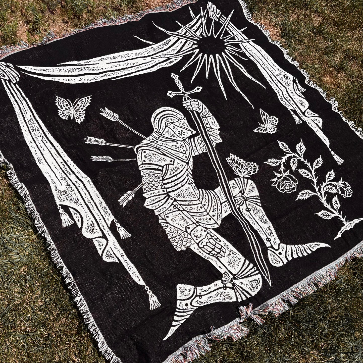 Kneeling Knight Woven Blanket *Preorder