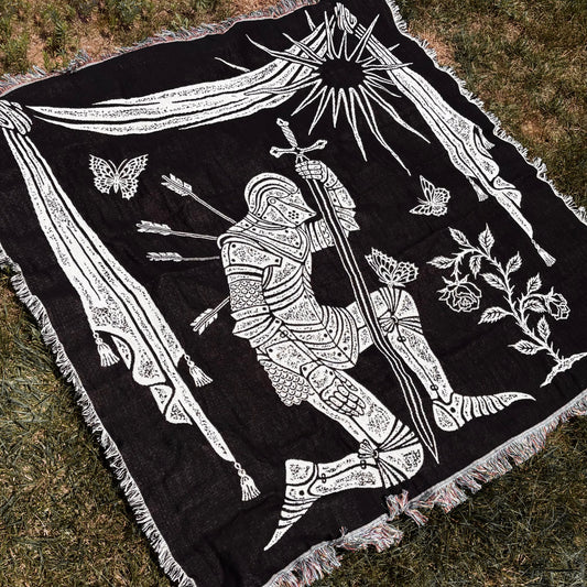 Kneeling Knight Woven Blanket *Preorder