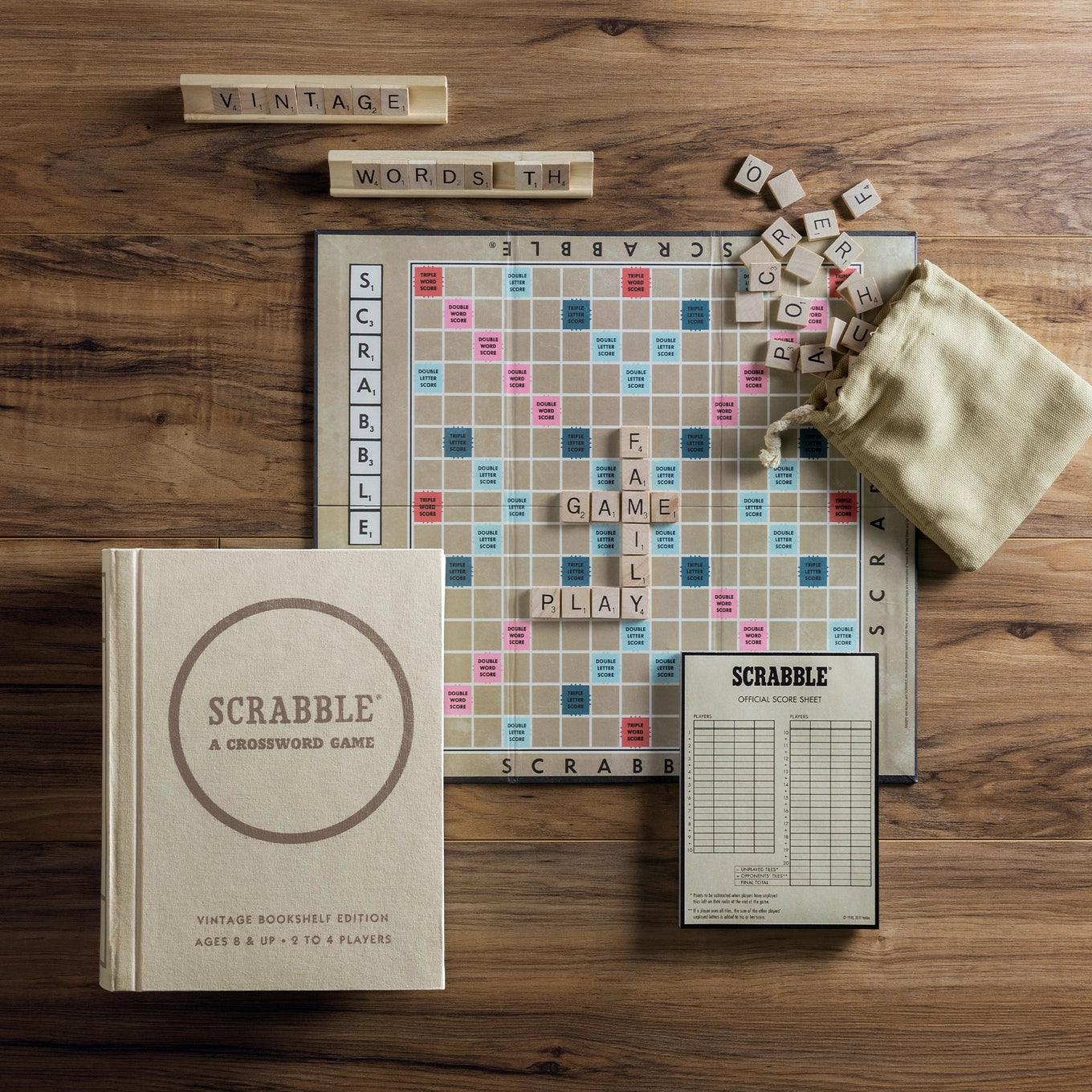 Scrabble Board Game Vintage Bookshelf Edition
