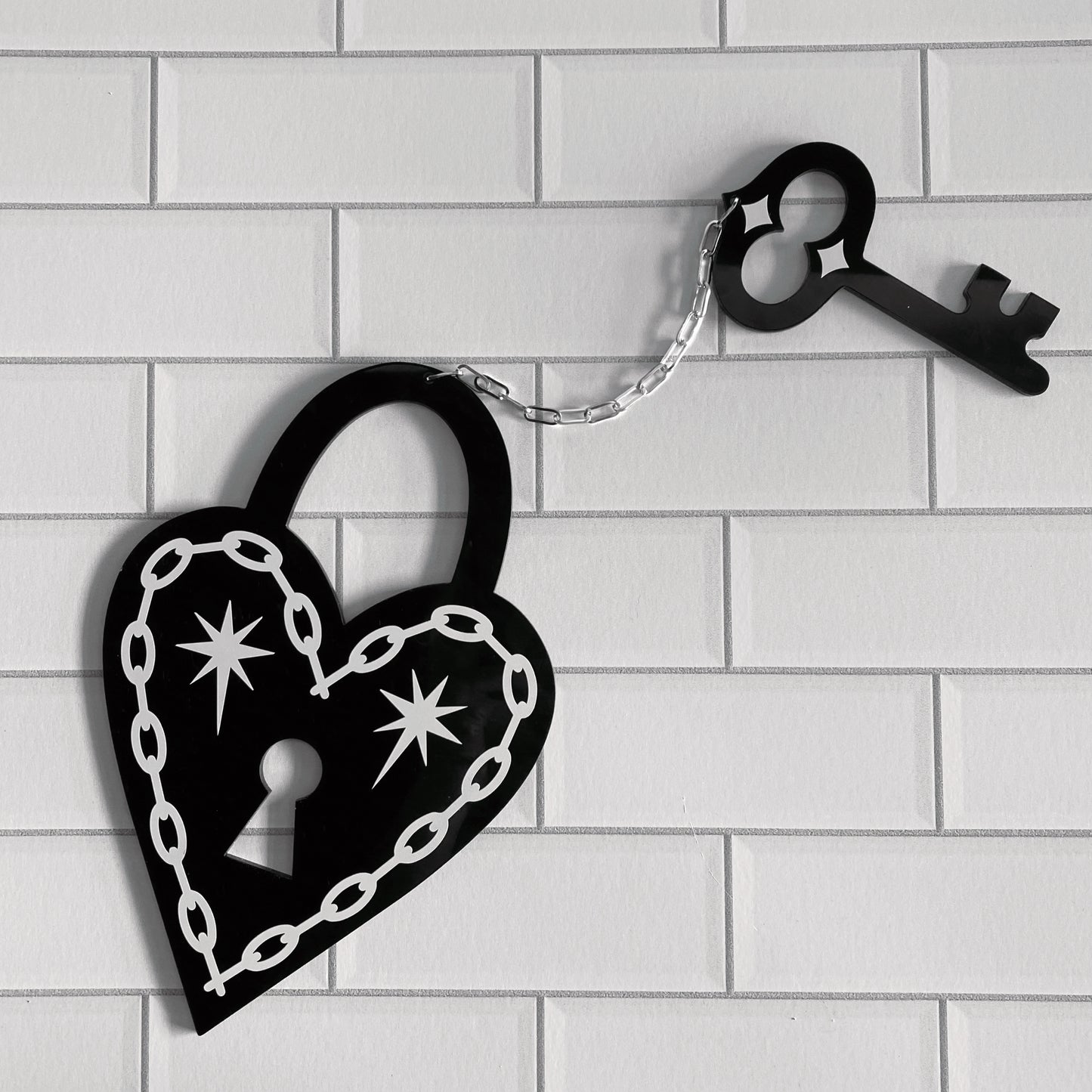 Heart Lock and Key Lucite Wall Adornment - While Odin Sleeps