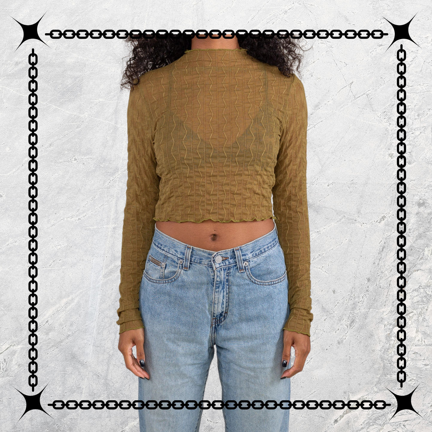 Jacquard Mesh Top