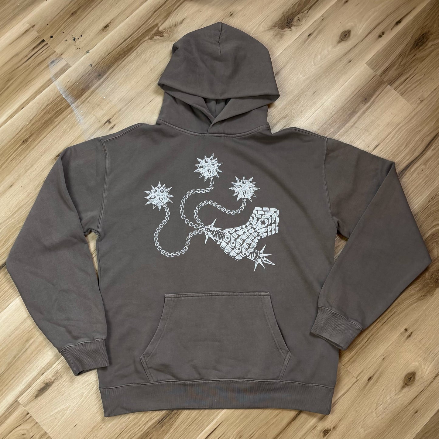 Oopsie Gauntlet Flail Taupe Relaxed Hoodie