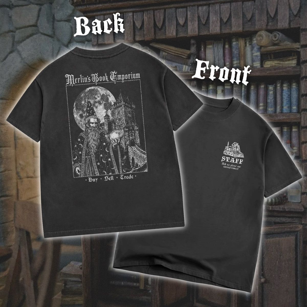 Merlin's Book Emporium STAFF Oversized Tee