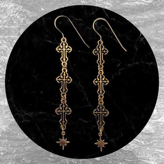 Gold Cross Earrings