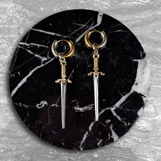 Mixed Metal Sword Hoops