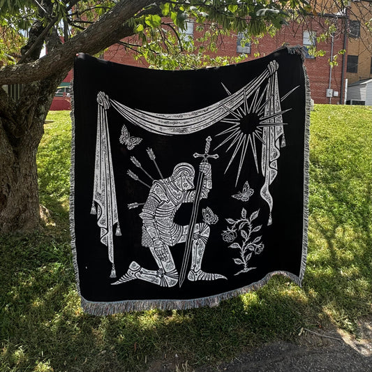Kneeling Knight Woven Blanket *Preorder
